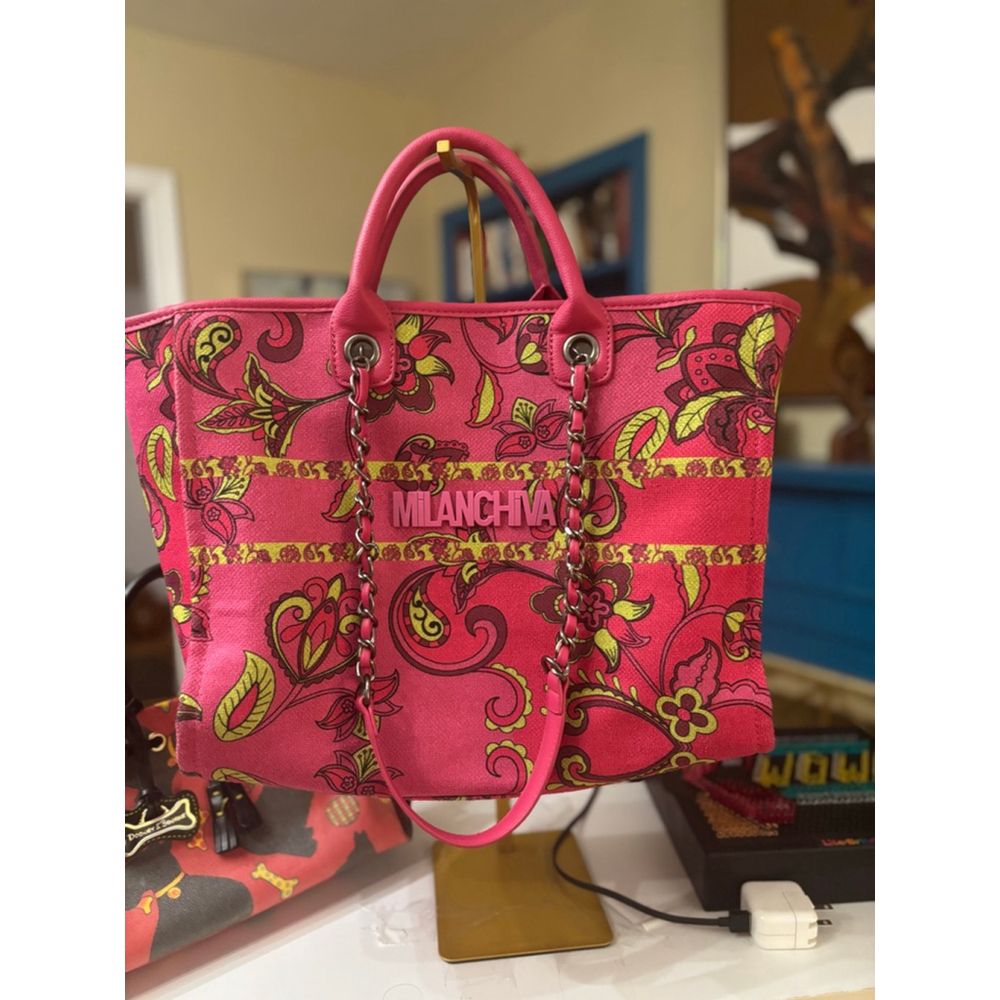 MILANCHIVA Pink & Yellow Floral One Size Tote Bag